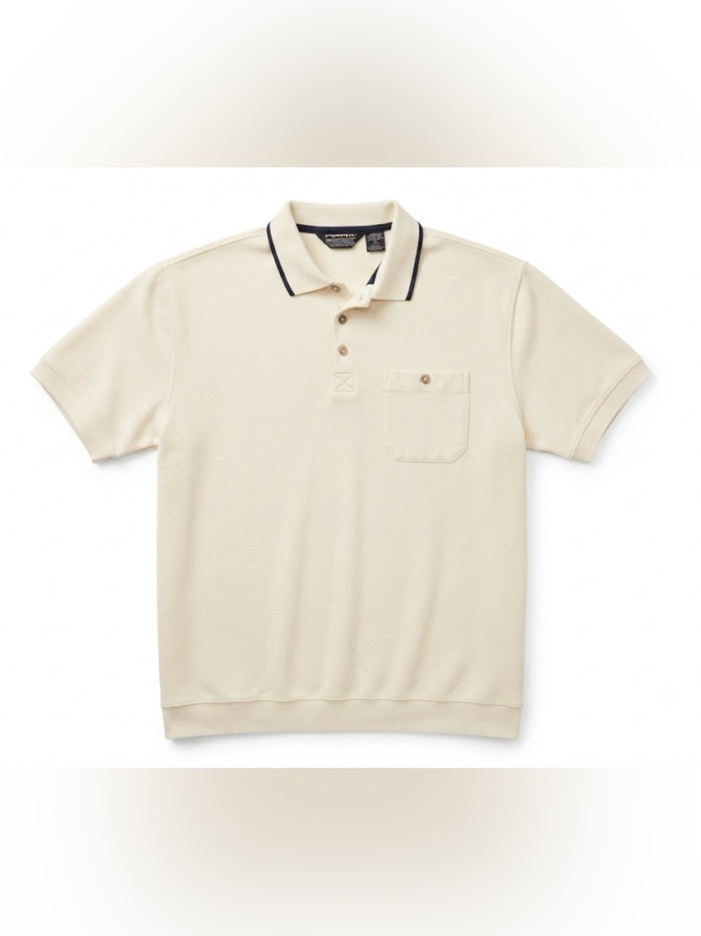 Knightsbridge Polo Shirt Mens Extra Large Beige Short Sleeve Pocket Vintage